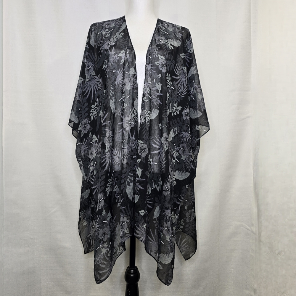 Steve Madden Open Kimono One Size Floral Sheer Bohemian Whimsigoth Witchcore